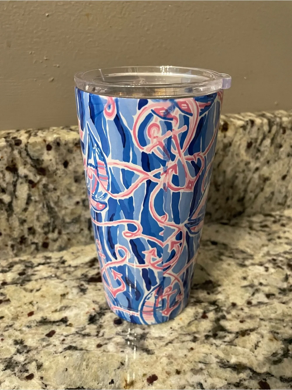 Lilly Pulitzer Blue and Pink Sailboat Nautical Pattern Tumbler